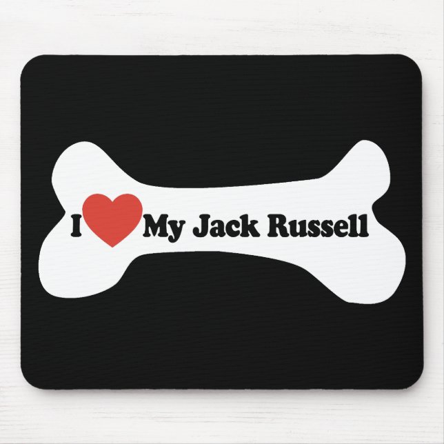 Mousepad Eu amo meu Jack Russell - osso de cão (Frente)