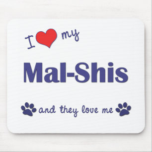 Mousepad Eu amo meu Mal-Shis (os cães múltiplos)