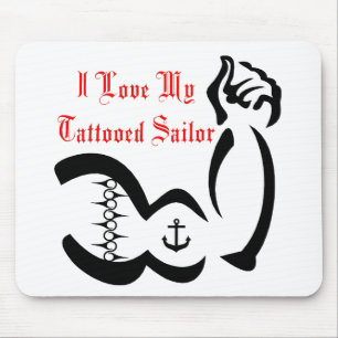Mousepad Eu amo meu marinheiro de Tattoed