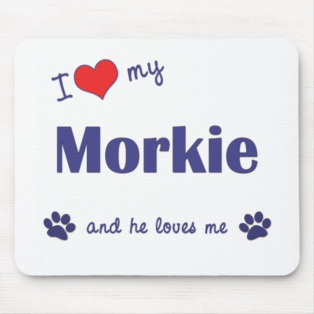 Mousepad Eu amo meu Morkie (o cão masculino) (Frente)