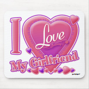 Mousepad Eu amo meu Namorada rosa/roxo - corações