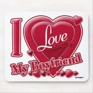 Mousepad Eu amo meu Namorado vermelho - coração