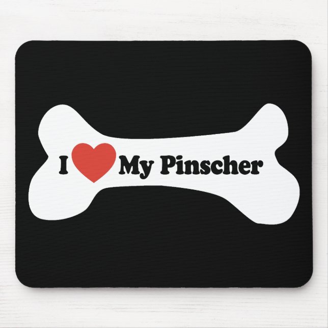 Mousepad Eu amo meu Pinscher - osso de cão (Frente)