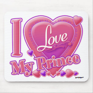 Mousepad Eu Amo Meu Príncipe rosa/roxo - coração