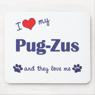 Mousepad Eu amo meu pug-Zus (os cães múltiplos)