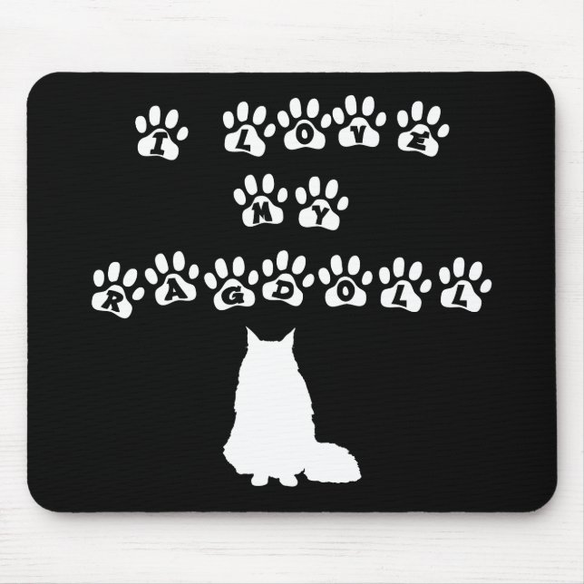 Mousepad Eu amo meu Ragdoll--Texto branco (Frente)