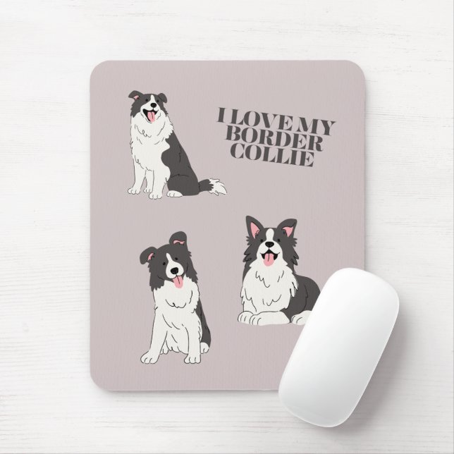 Mousepad Eu Amo Meu Rato De Borracha Border Collie (Com mouse)