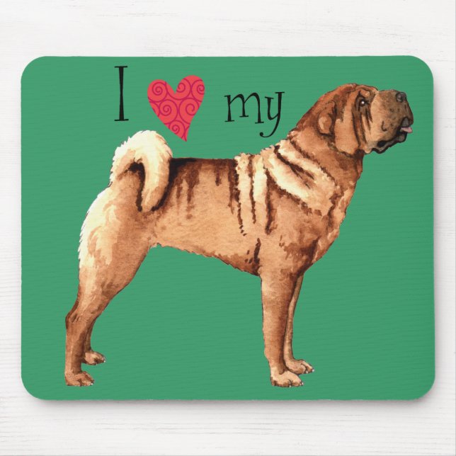 Mousepad Eu amo meu Shar-Pei chinês (Frente)