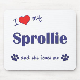 Mousepad Eu amo meu Sprollie (o cão fêmea)