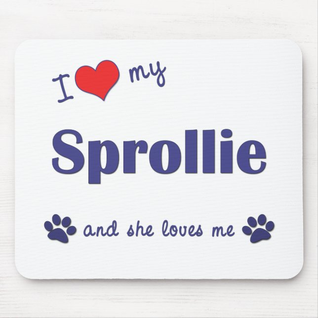 Mousepad Eu amo meu Sprollie (o cão fêmea) (Frente)