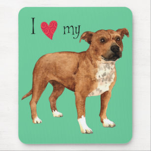 Mousepad Eu amo meu Staffordshire bull terrier
