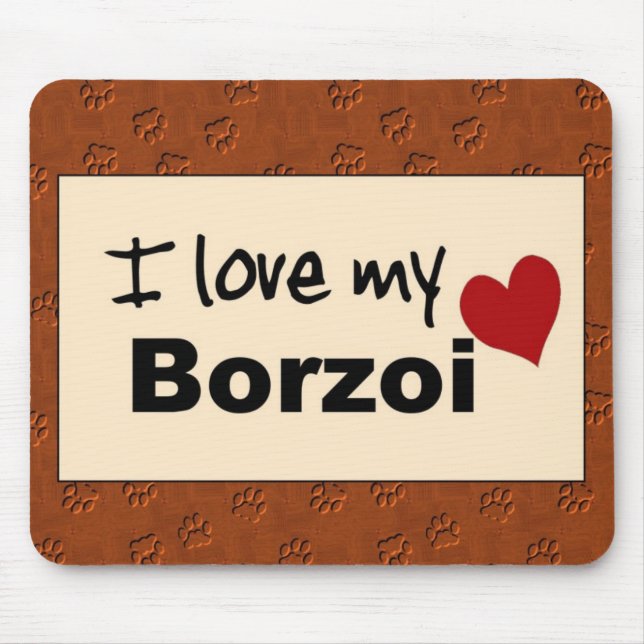 Mousepad Eu amo meu tapete do rato do Borzoi (Frente)
