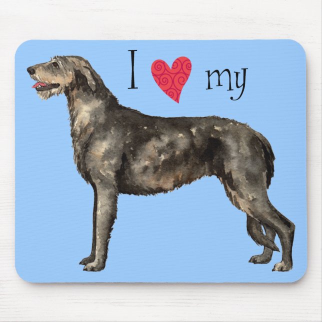 Mousepad Eu amo meu Wolfhound irlandês (Frente)