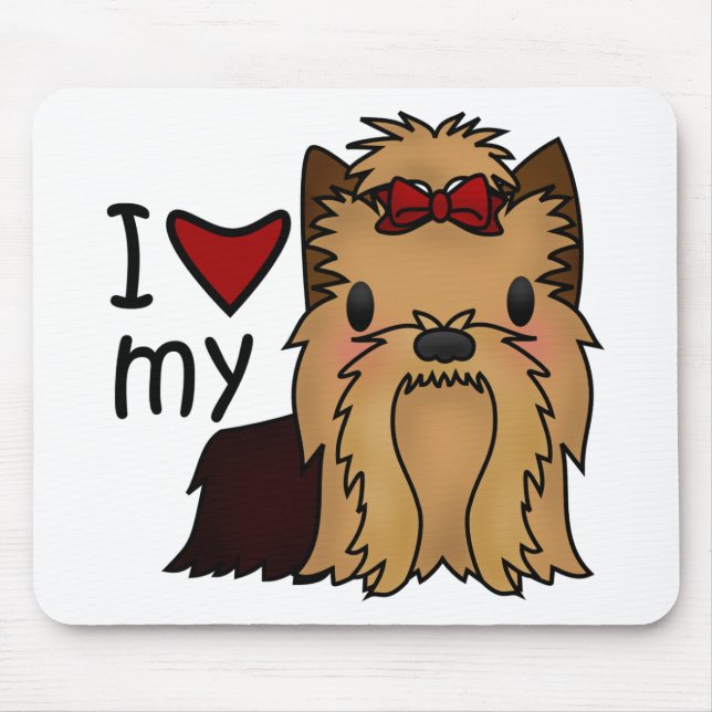 Mousepad Eu amo meu Yorkie, yorkshire terrier (Frente)