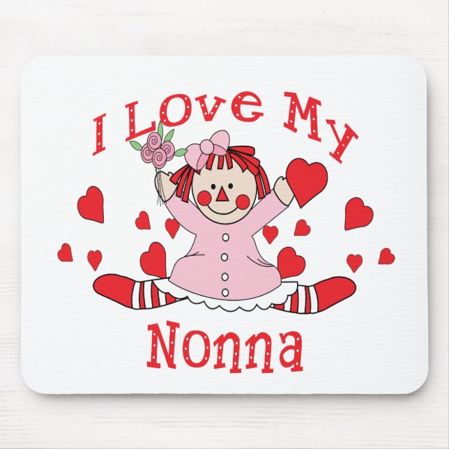 Mousepad Eu amo meus boneca & corações de pano de Nonna (Frente)