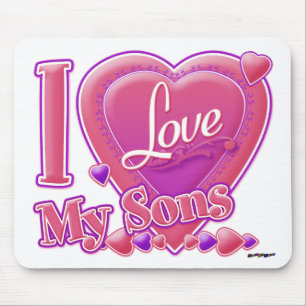 Mousepad Eu Amo Meus Filhos rosa/roxo - coração