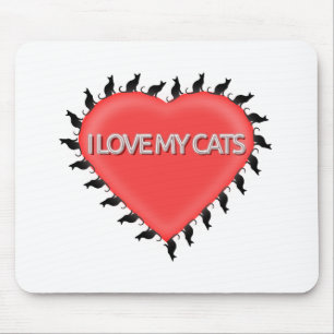 Mousepad Eu Amo Meus Gatos