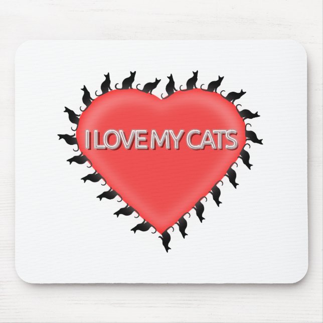 Mousepad Eu Amo Meus Gatos (Frente)