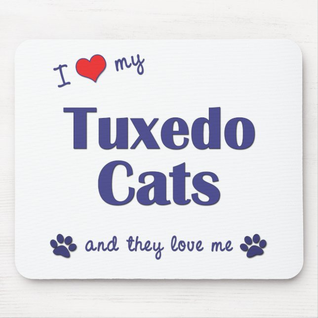 Mousepad Eu amo meus gatos do smoking (os gatos múltiplos) (Frente)