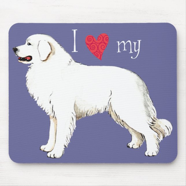 Mousepad Eu amo meus grandes Pyrenees (Frente)