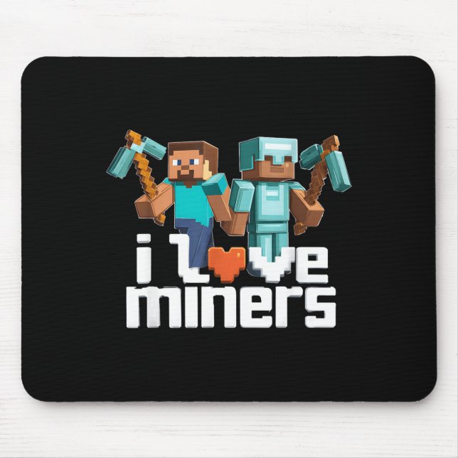 Mousepad Eu Amo Mineiros Fun Mining Gamer Xel Ckaxe  (Frente)