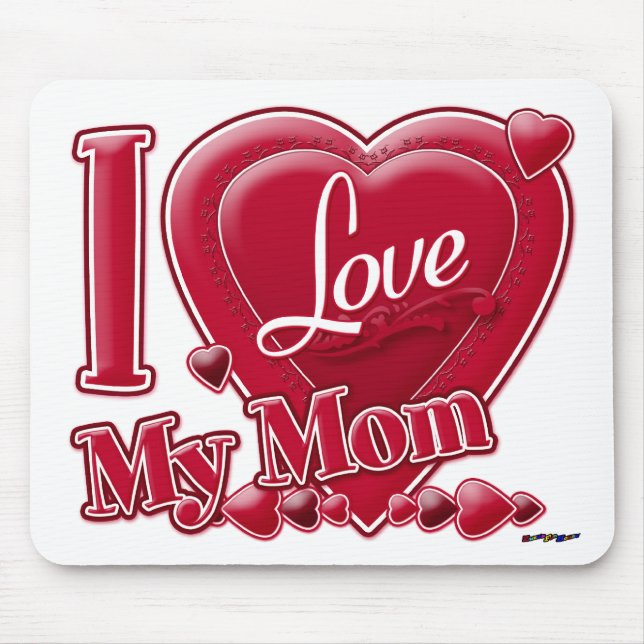 Mousepad Eu amo minha mãe vermelha (Frente)