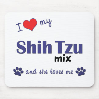 Mousepad Eu amo minha mistura de Shih Tzu (o cão fêmea)