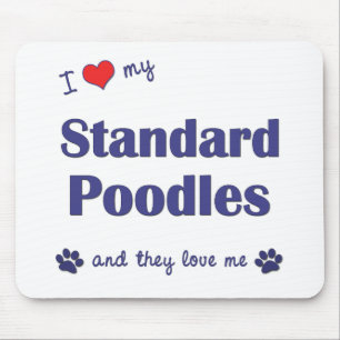Mousepad Eu amo minhas caniches padrão (os cães múltiplo