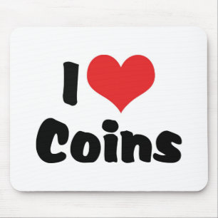Mousepad Eu Amo Moedas do Coração - Colecionador de Moedas