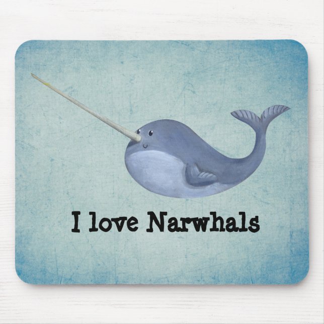 Mousepad Eu amo Narwhals (Frente)
