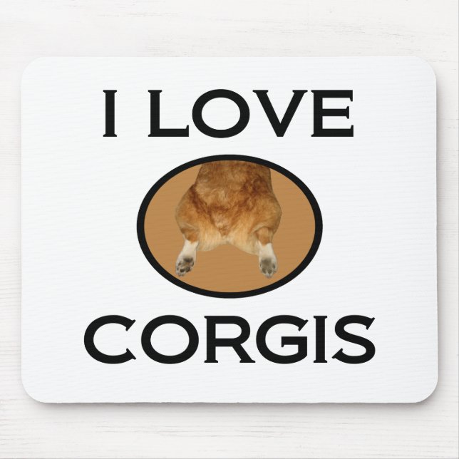 Mousepad Eu amo o Bumbum Corgis Corgi (Frente)