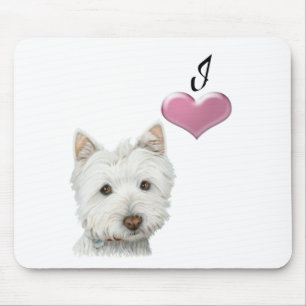 Mousepad Eu amo o design da arte do cão de Westie