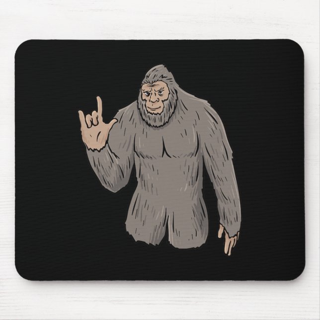 Mousepad Eu amo o gesto de mão Asl do Pé Grande (Frente)