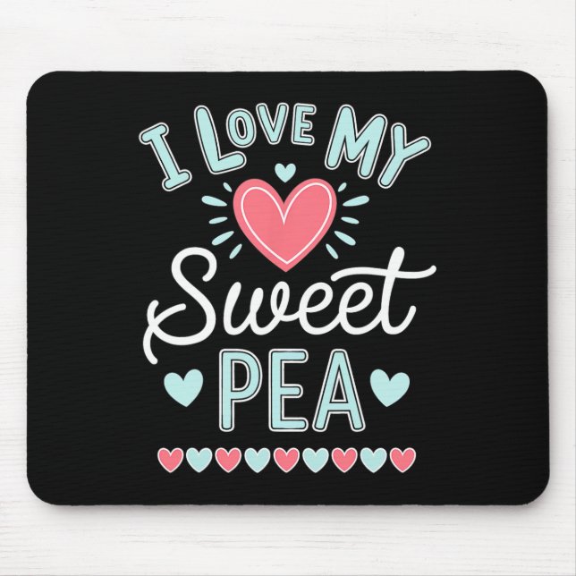 Mousepad Eu Amo O Meu Dia de as mães Bonito De Ervilha (Frente)