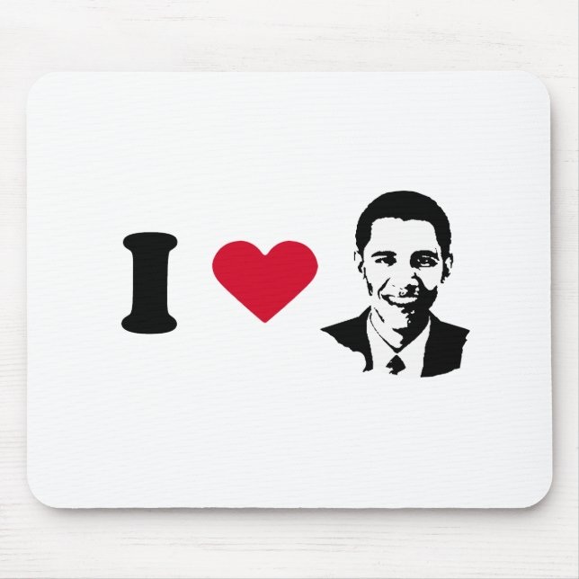 Mousepad Eu amo o t-shirt de Barack Obama (Frente)