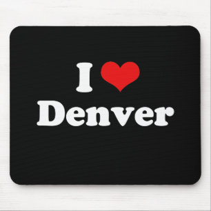 Mousepad Eu amo o Tshirt do branco do Tshirt de Denver