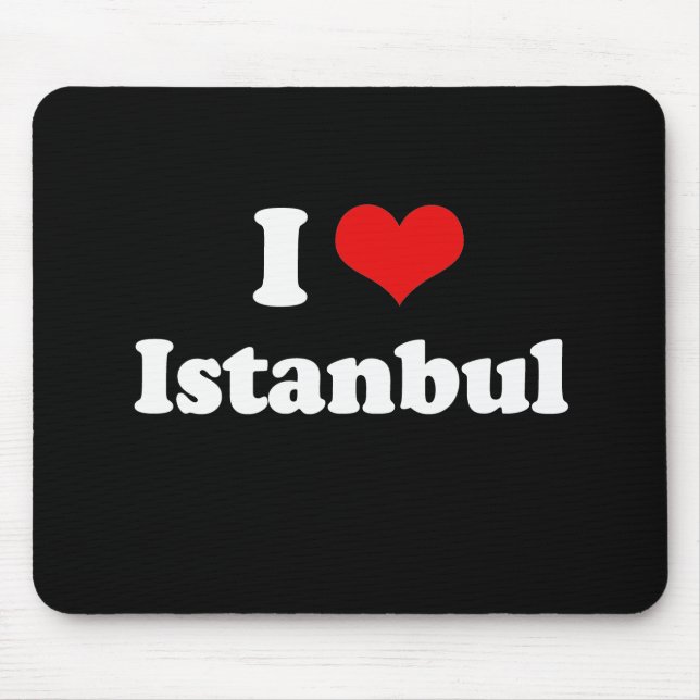 Mousepad Eu amo o Tshirt do branco do Tshirt de Istambul (Frente)