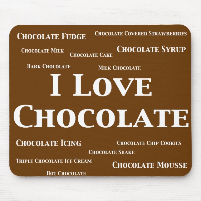 Mousepad Eu amo presentes do chocolate (Frente)
