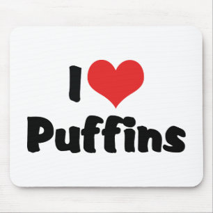Mousepad Eu Amo Puffins de Coração