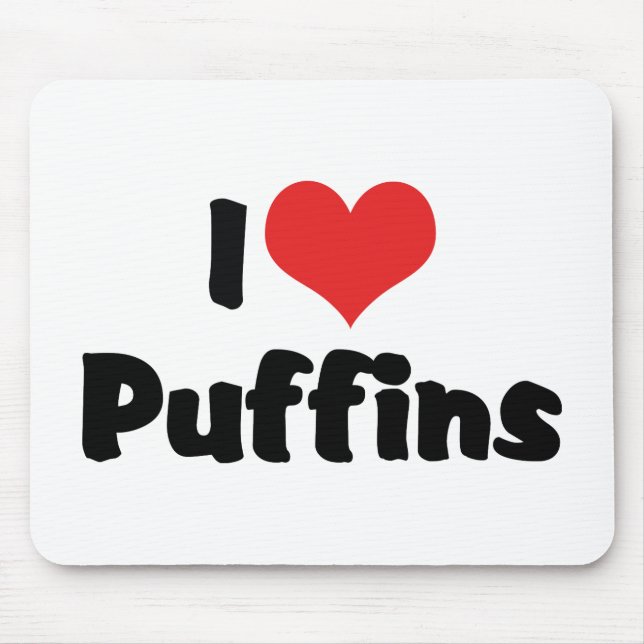 Mousepad Eu Amo Puffins de Coração (Frente)
