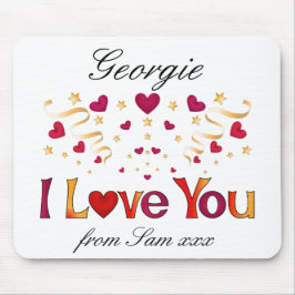 Mousepad EU AMO-TE Namorados Dourado de Fita de Coração Ver