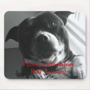 Mousepad Eu amo terrier de Staffordshire Bull!