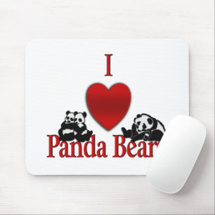 Mousepad Eu Amo Ursos Panda Diversão