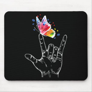 Mousepad Eu Amo Você A Linguagem De Sinais De Mão Autismo B