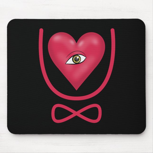 Mousepad Eu amo você para sempre Olho coração U eternidade (Frente)