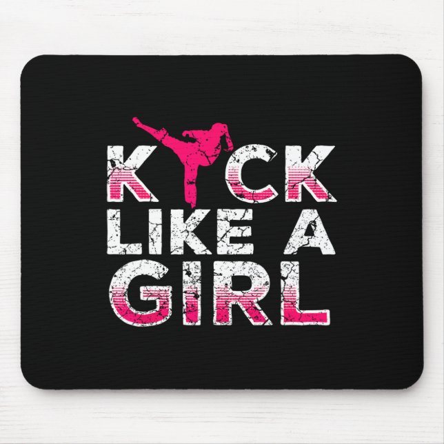 Mousepad Eu Chuto Como Uma Garota-karate Kickboxing Garotas (Frente)