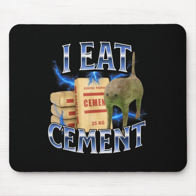 Mousepad Eu Como Gato Maldito de Cimento Meme Engraçado Esp (Frente)