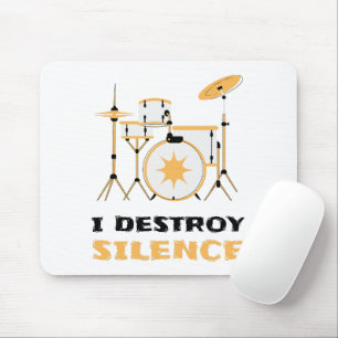 Mousepad Eu Destruo Silence Funny Drummer