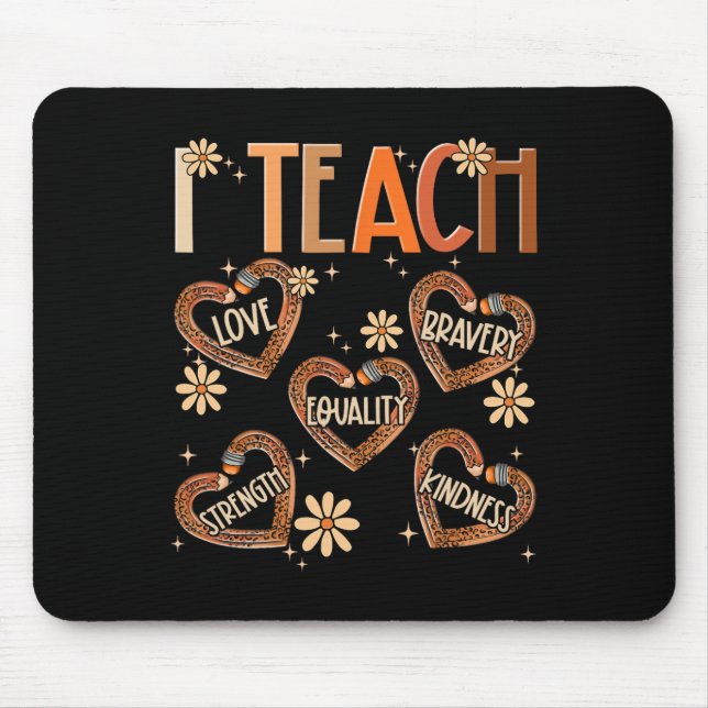 Mousepad Eu Ensino História Negra Lápis Coração de Leopardo (Frente)