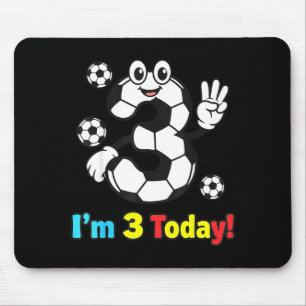 Mousepad Eu Estou 3 Hoje Lindo Futebol Cartoon Aniversário